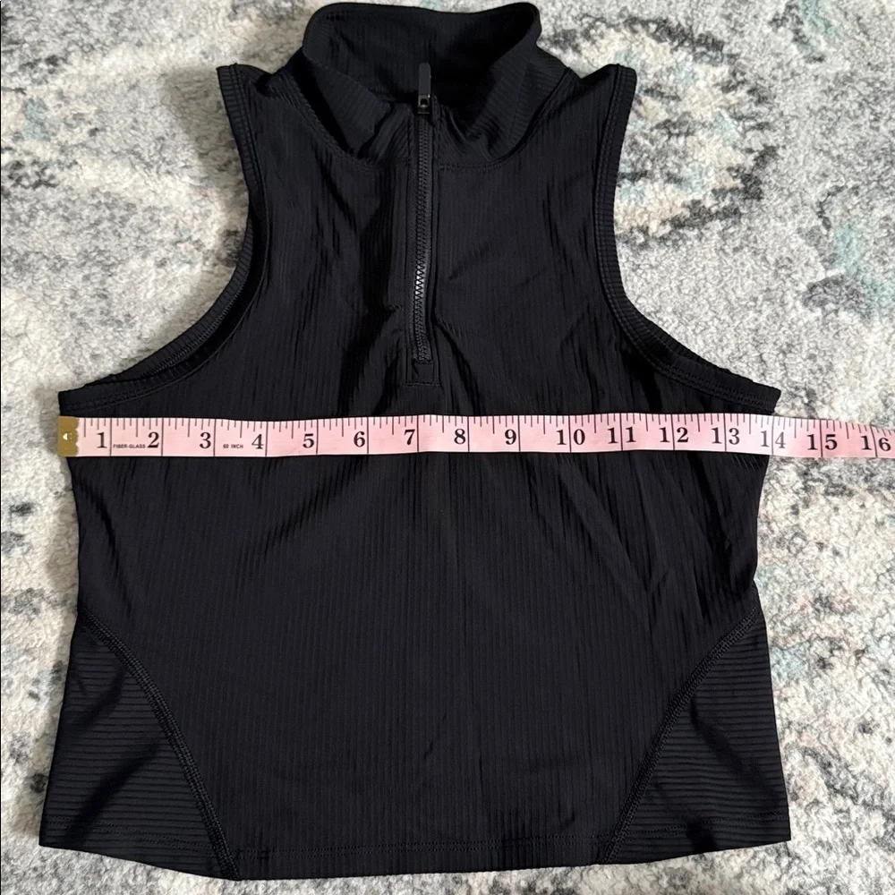 Lululemon Rib Zip-Front Cropped Run Tank Top in Black